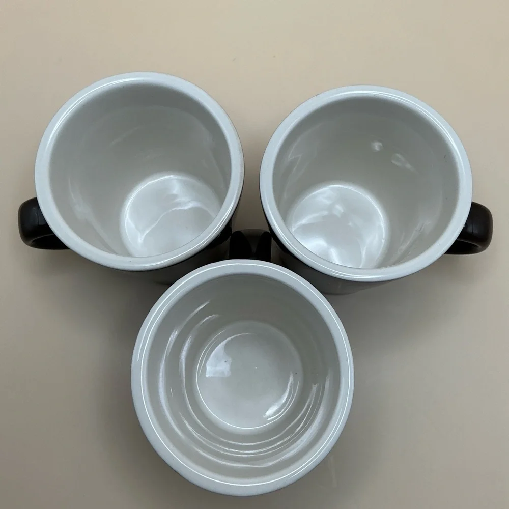 Crate & Barrel Set of 3 Demitasse Espresso Cups Espresso Brown White